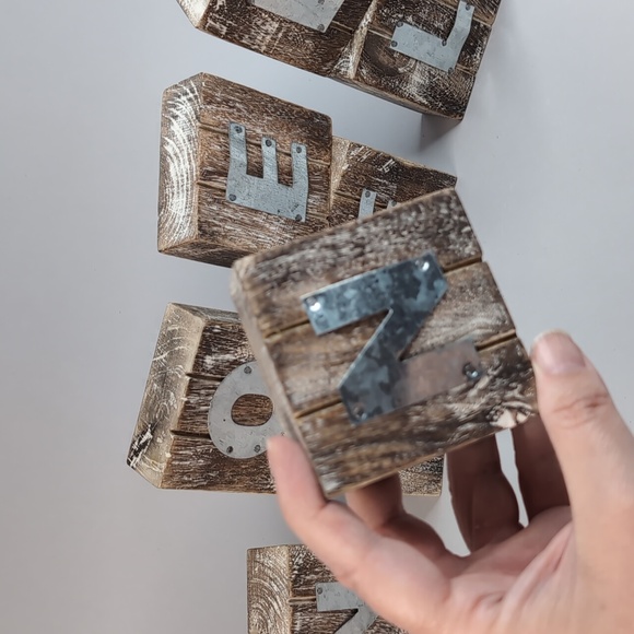 Rustic style wooden Noël sign blocs set of 2 - Picture 6 of 7